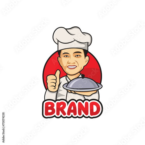 Vector chef mascot logo design