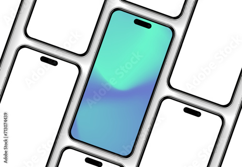 Realistic smartphone mockup. Mobile phone vector with isolated on white background. Device front view. 3D mobile phone with shadow. Realistic, high quality smart phone mockup for ui ux presentation.