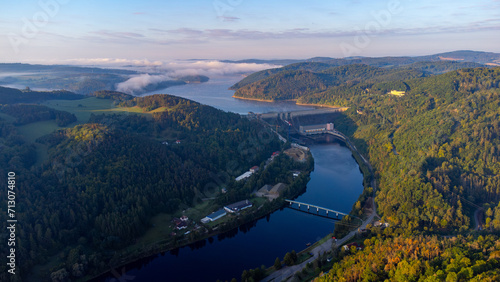 View of Vltava river. Meander from Solenice   aerial drone pic  Czech Republic