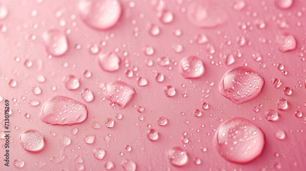 Postcard with water drops on pink background Postcard with water drops on pink background