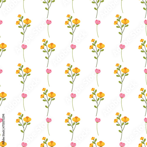 Free vector color hand drawn small flowers pattern design .