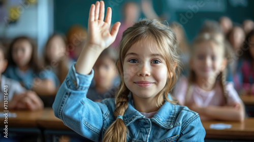 A child raises his hand in class. ©   Vladimir M.