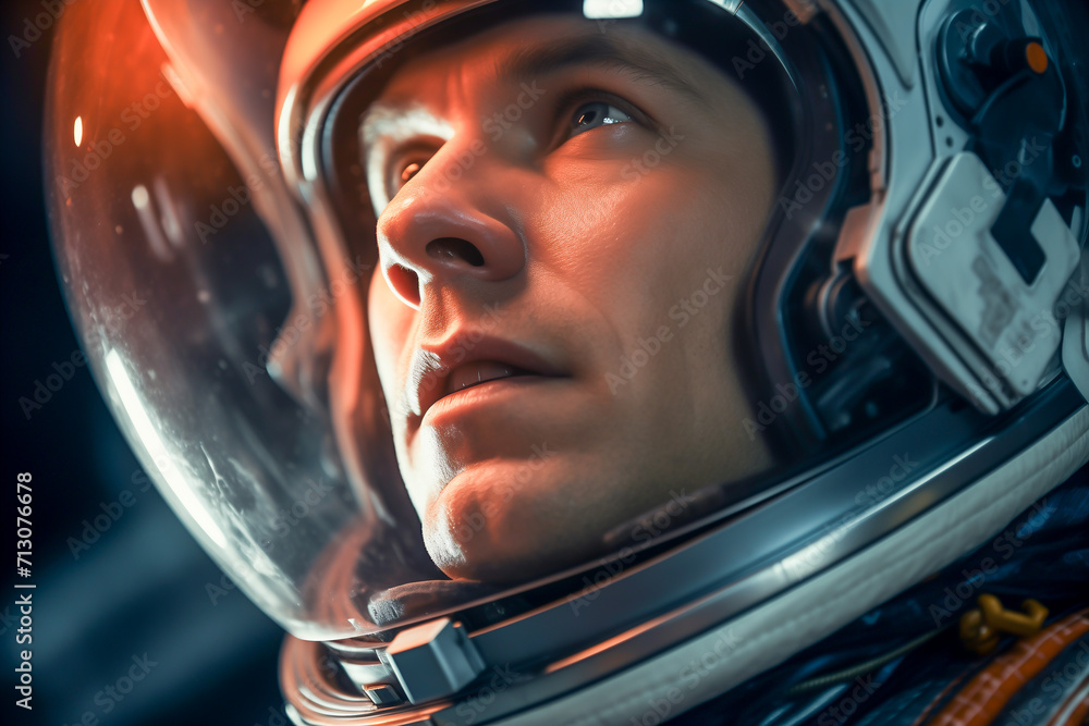 Closeup portrait of astronaut man Closeup portrait of astronaut man