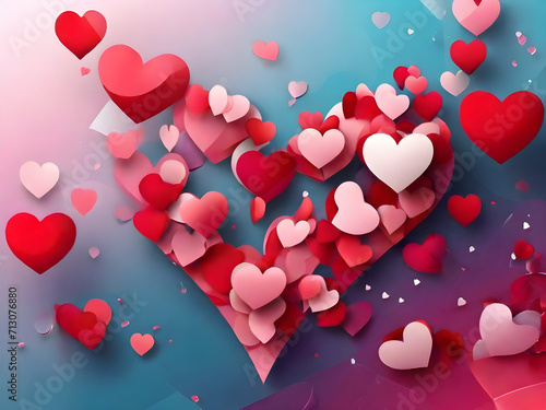 valentines background with hearts generative Ai