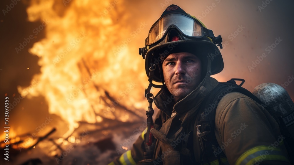 Fearless Firefighter Tackling a Fierce Blaze