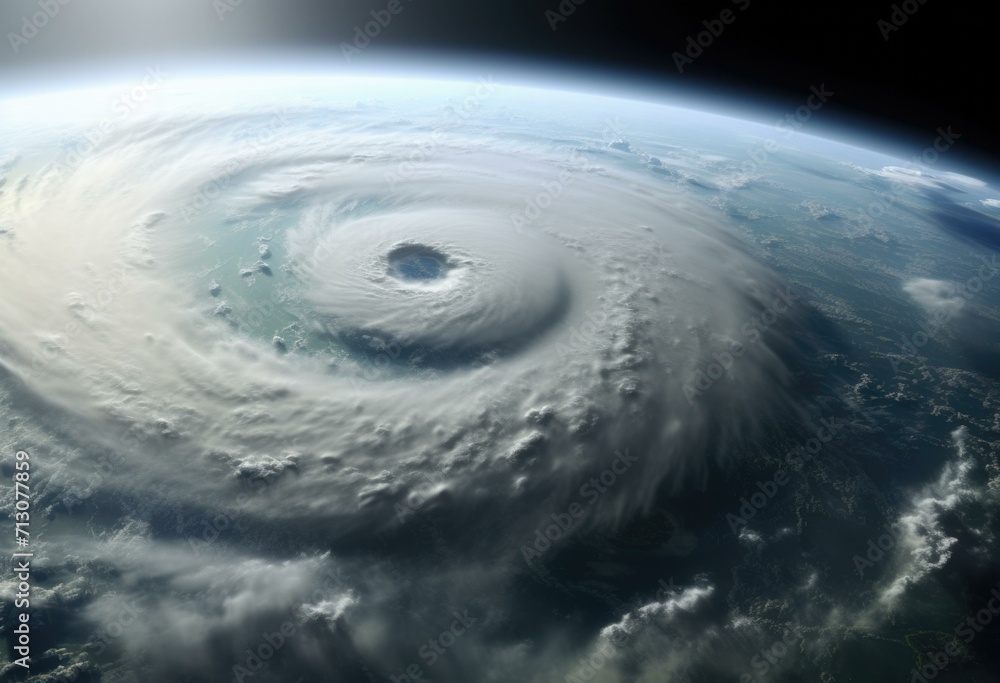 Hurricane over earth elements of this image furnished by nasa. Generative AI.