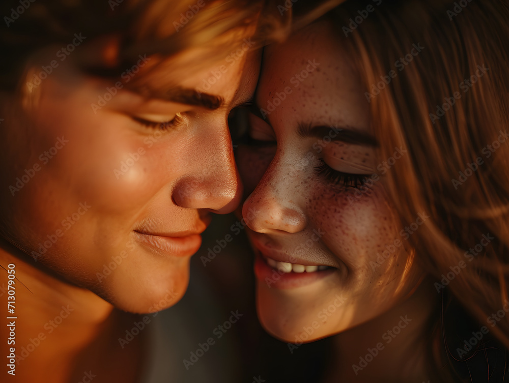Love's Embrace: A Close-Up Glimpse into Romantic Intimacy of a Young Couple Love's Embrace: A Close-Up Glimpse into Romantic Intimacy of a Young Couple