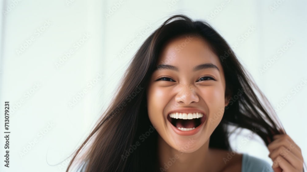 Expressive Filipina Model with Range of Emotions on White Background Expressive Filipina Model with Range of Emotions on White Background