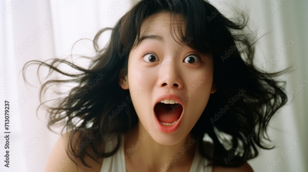 Whimsical Surprise Portrait of Korean Woman Whimsical Surprise Portrait of Korean Woman