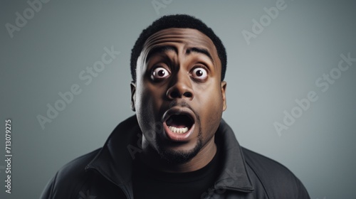 Surprised African American Man on White Background photo