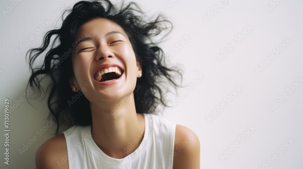 Happy Korean Woman with Beaming Smile Happy Korean Woman with Beaming Smile