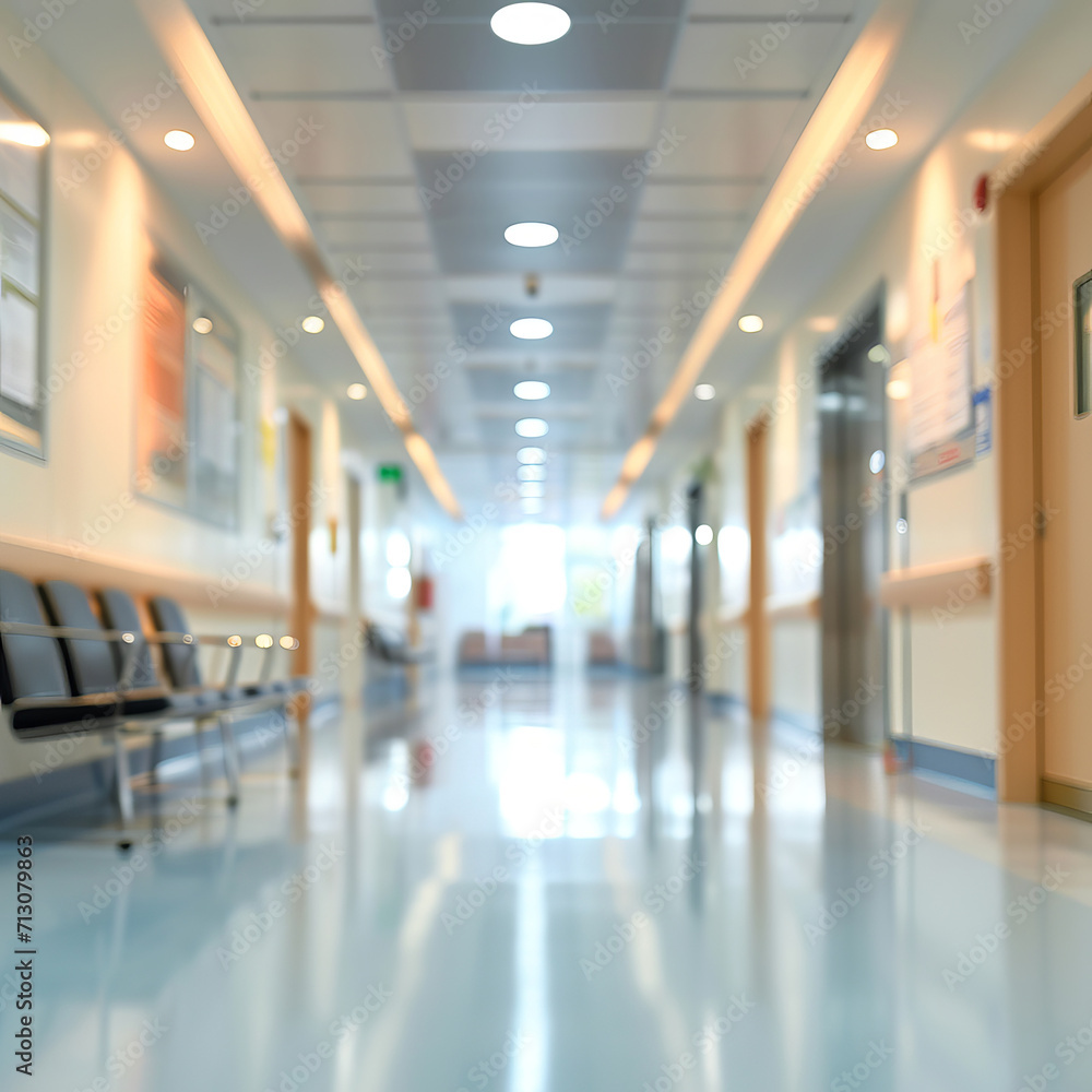 An impeccably clean hospital interior, created with AI generative technology, spotlights medical care. An impeccably clean hospital interior, created with AI generative technology, spotlights medical care.