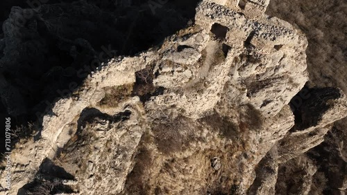 Aerial view of Khornabuji Castle over Alazani valley. ruins of ancient fortress photo