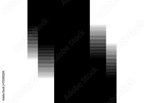 Vector striped background with a transition from black to white. Strict black and white pattern of thin lines.