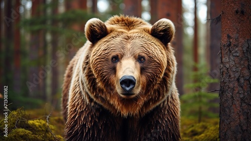 Magnificent close up portrait of a majestic brown bear in captivating wildlife photography