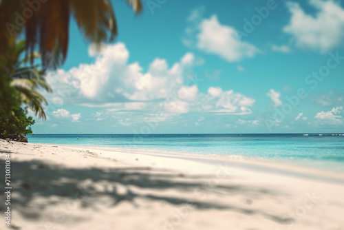 Calm beach environment background  blurry tropical backdrop