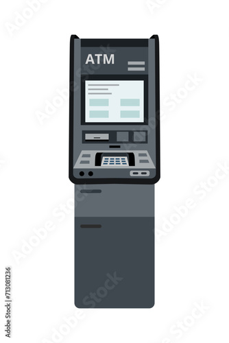 ATM machine isolated on white background. Cash machine. Banking technology.