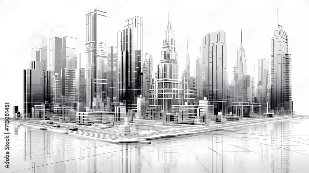 Fototapeta premium metropolis - cityscape, skyline, city, business, banking, architecture, corporate, building, commerce, presentation