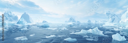 Melting arctic ice sheets, global warming, climate change, ecological conservation emphasized.