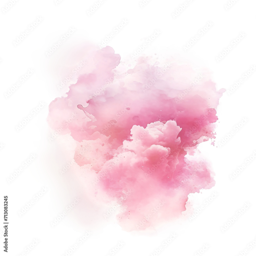 watercolor splashes forming a pink cloud shape on a transparent background for creative design projects