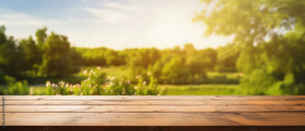 Wooden table spring nature bokeh background, empty wood desk product display mockup with green park sunny blurry abstract garden backdrop landscape ads showcase presentation. Mock up, copy space. Wooden table spring nature bokeh background, empty wood desk product display mockup with green park sunny blurry abstract garden backdrop landscape ads showcase presentation. Mock up, copy space.