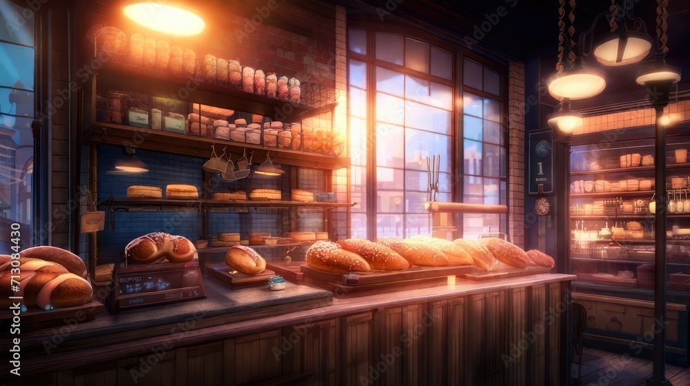 Bakery Shop Window with Different Types of Cakes and Pastries - Culinary Delight
