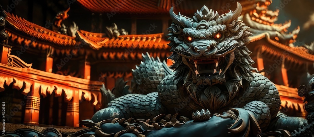Fototapeta premium Dragon Statue in the Forbidden - Mythical Majesty