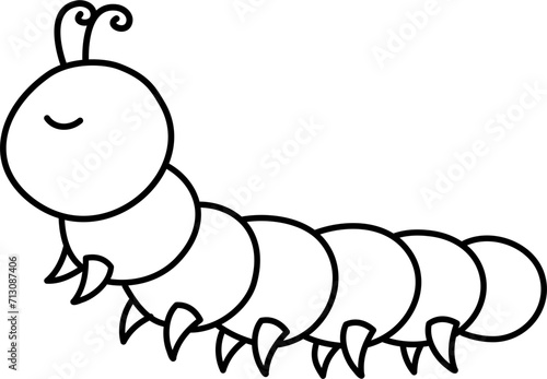 cute caterpillar cartoon lineart