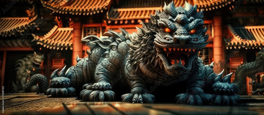 Fototapeta premium Dragon Statue in the Forbidden - Mythical Majesty