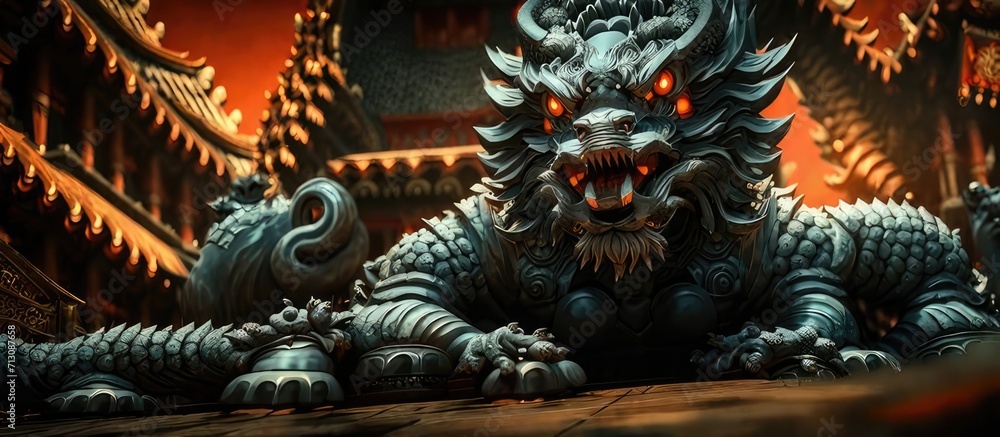 Fototapeta premium Dragon Statue in the Forbidden - Mythical Majesty