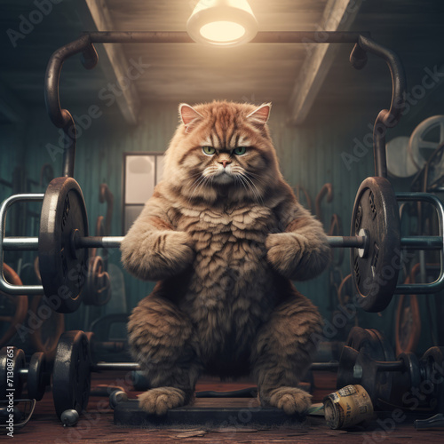Cat in gym, Generative AI