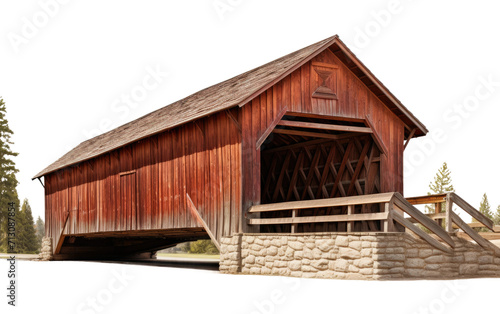 Featuring a Range of Covered Bridges on White or PNG Transparent Background.