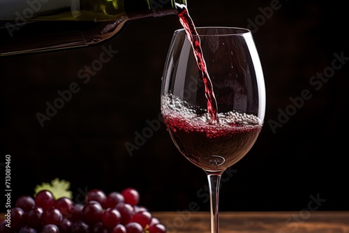 Pouring red wine to glass party restaurant bar gourmet celebration luxury taste splashing grape alcohol expensive drink bordeaux chateu cabernet bottle refreshment toned drops bubbles french wineglass photo