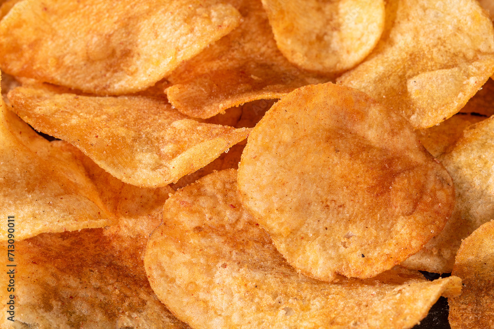Close-up of delicious potato chip nachos with paprika seasoning Close-up of delicious potato chip nachos with paprika seasoning
