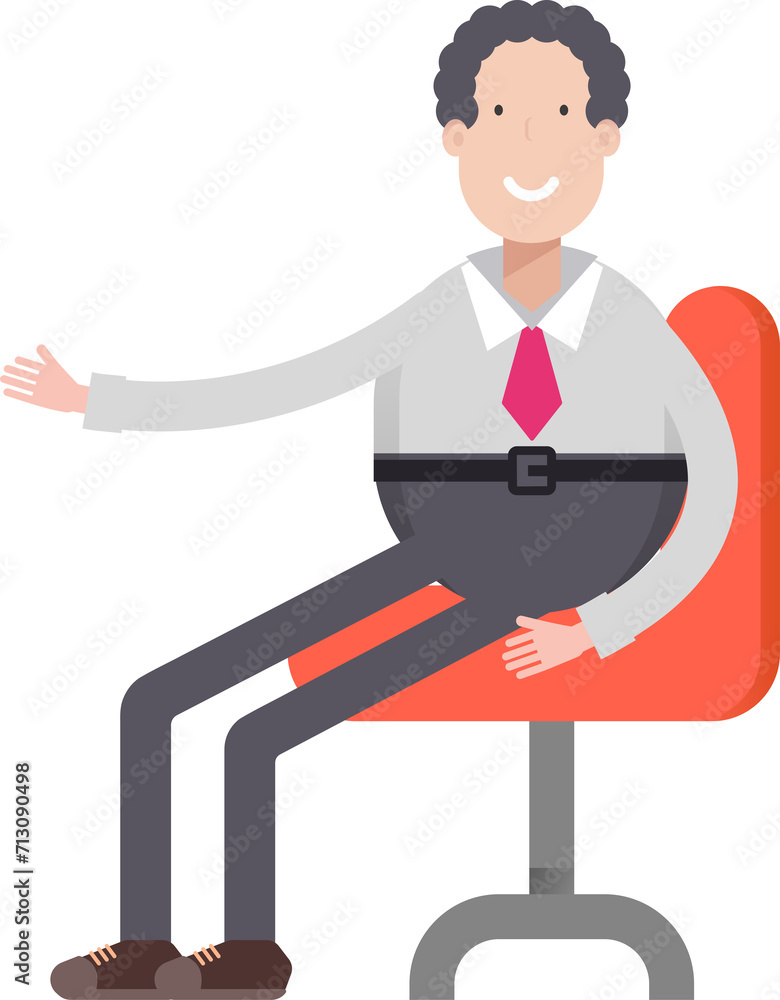 Office Worker Character Sitting Office Chair
