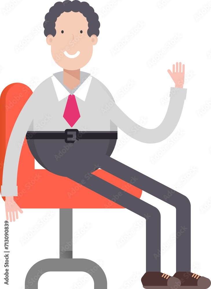 Office Worker Character Sitting on Chair
