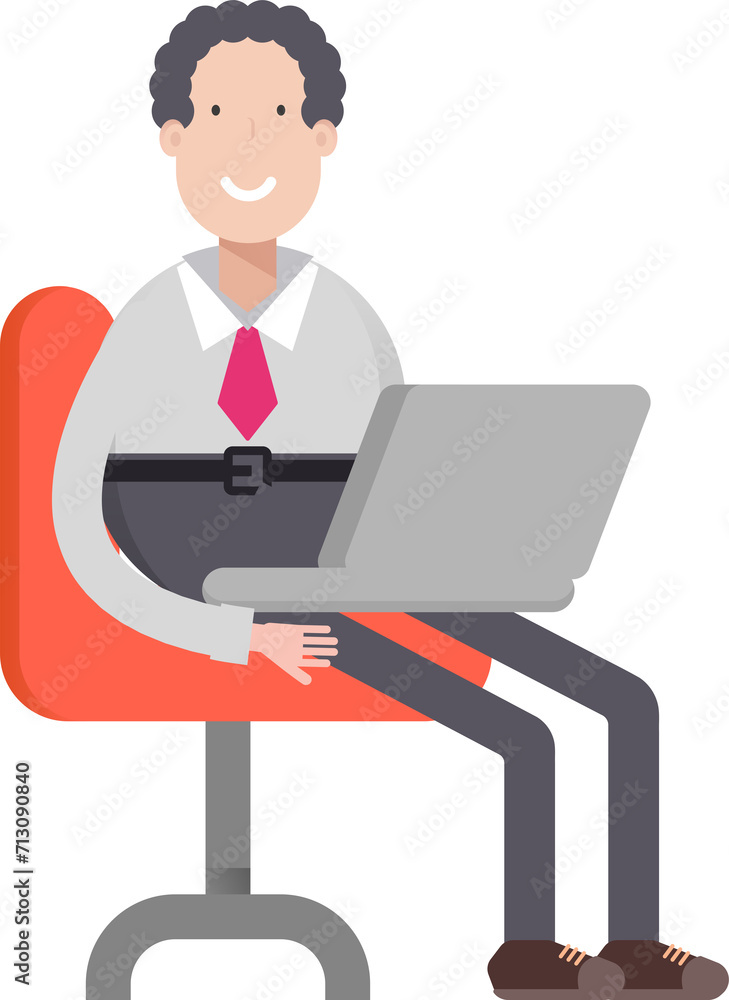 Office Worker Character Working on Laptop
Office Worker Character Working on Laptop