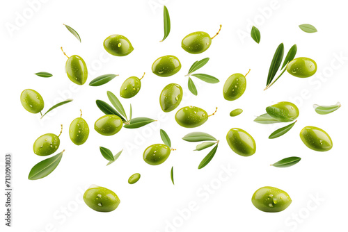 green olives on transparent background