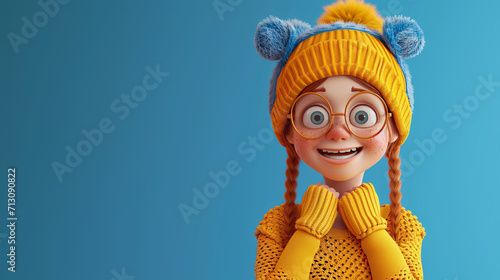 cute little girl in the yellow hat cartoon