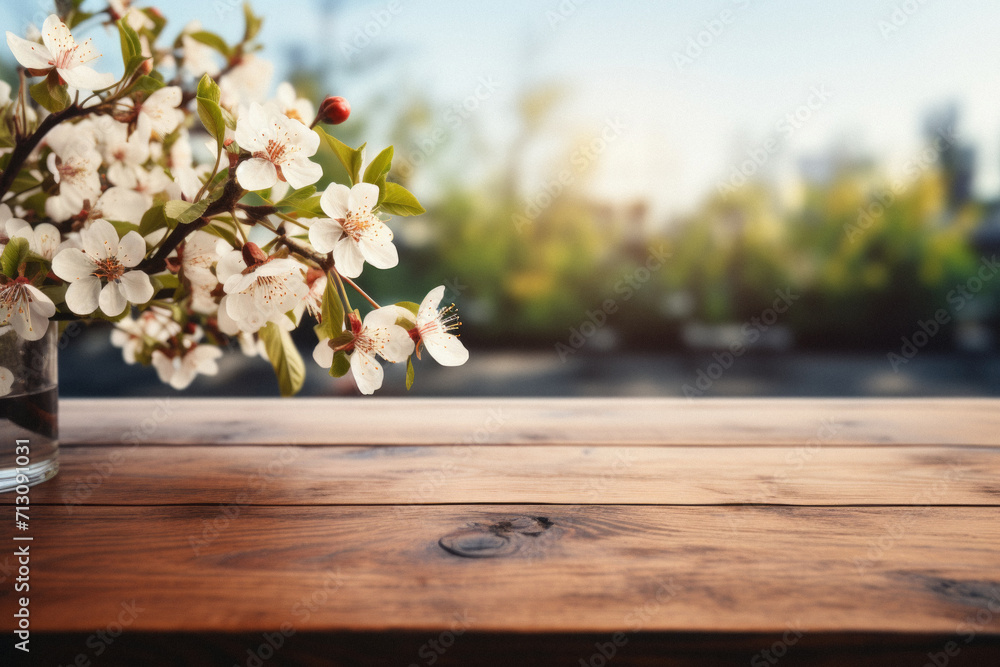 Wooden table spring nature bokeh background, empty wood desk product display mockup with green park sunny blurry abstract garden backdrop landscape ads showcase presentation. Mock up, copy space. Wooden table spring nature bokeh background, empty wood desk product display mockup with green park sunny blurry abstract garden backdrop landscape ads showcase presentation. Mock up, copy space.