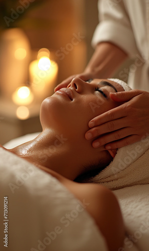 Woman receiving massage at spa resort