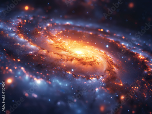 Close-up of galaxy in spiral shape background