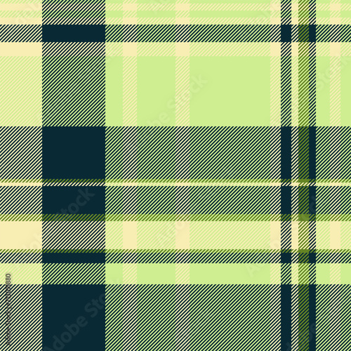 Pajamas seamless texture plaid, overlay tartan check pattern. Row vector background textile fabric in green and dark colors.