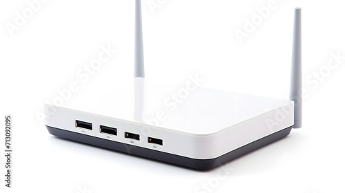 Wi Fi wireless internet router isolated on white background