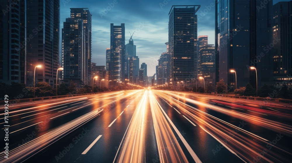 long exposure of a city road at night