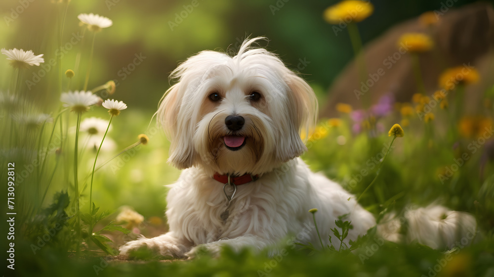 Cute white Havanese dog