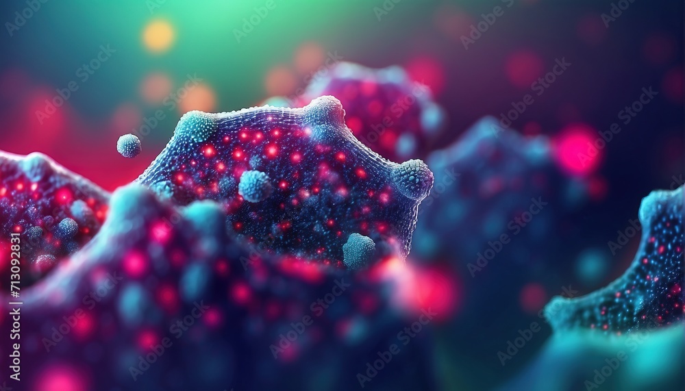 Viruses Microscopic View Background Banner decoration with soft focus light and bokeh background - obrazy, fototapety, plakaty 