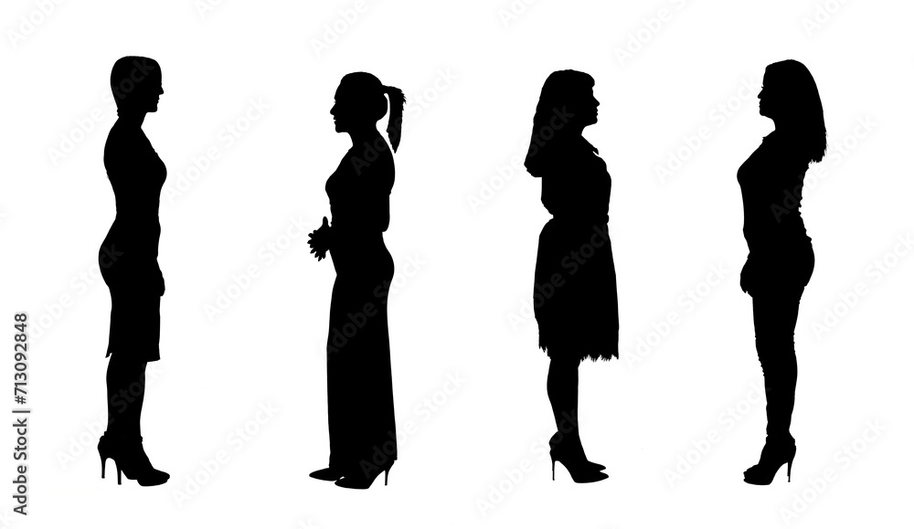 silhouette of a group of women with high heels