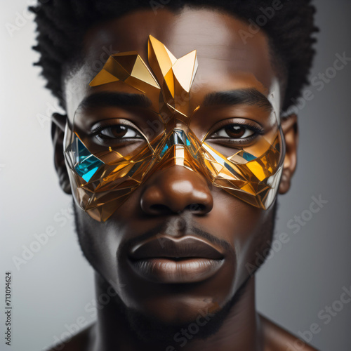 afrikanischer Mann mit abstrakter Maske photo