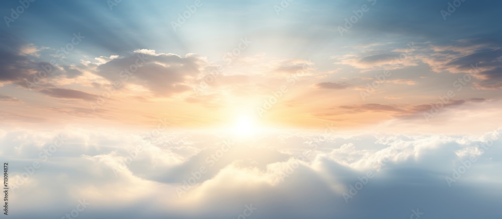 Radiant Sunlight Bursting Through Fluffy Clouds, Symbolizing Hope and New Beginnings
